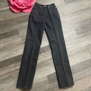 VTG LAWMAN WESTERN Jeans Womens Sz 5 Bareback Studded 100% Cotton High Waist 35"